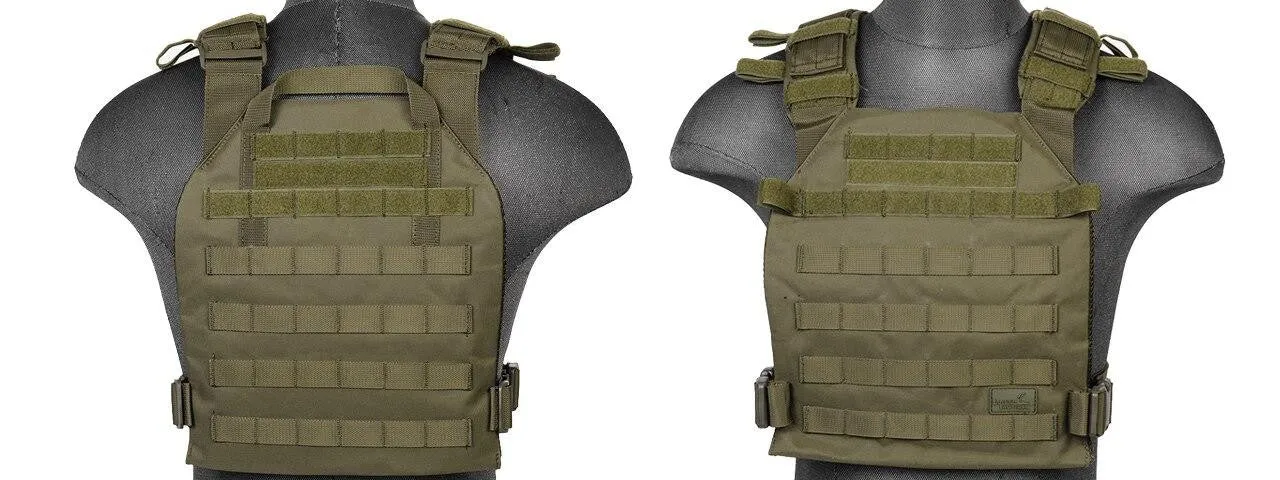 Lancer Tactical CA-883 Lightweight Plate Carrier, OD Green – MOLLE Tactical Vest with Adjustable Straps