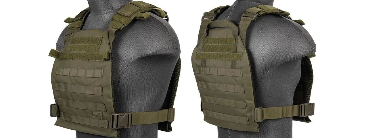 Lancer Tactical CA-883 Lightweight Plate Carrier, OD Green – MOLLE Tactical Vest with Adjustable Straps