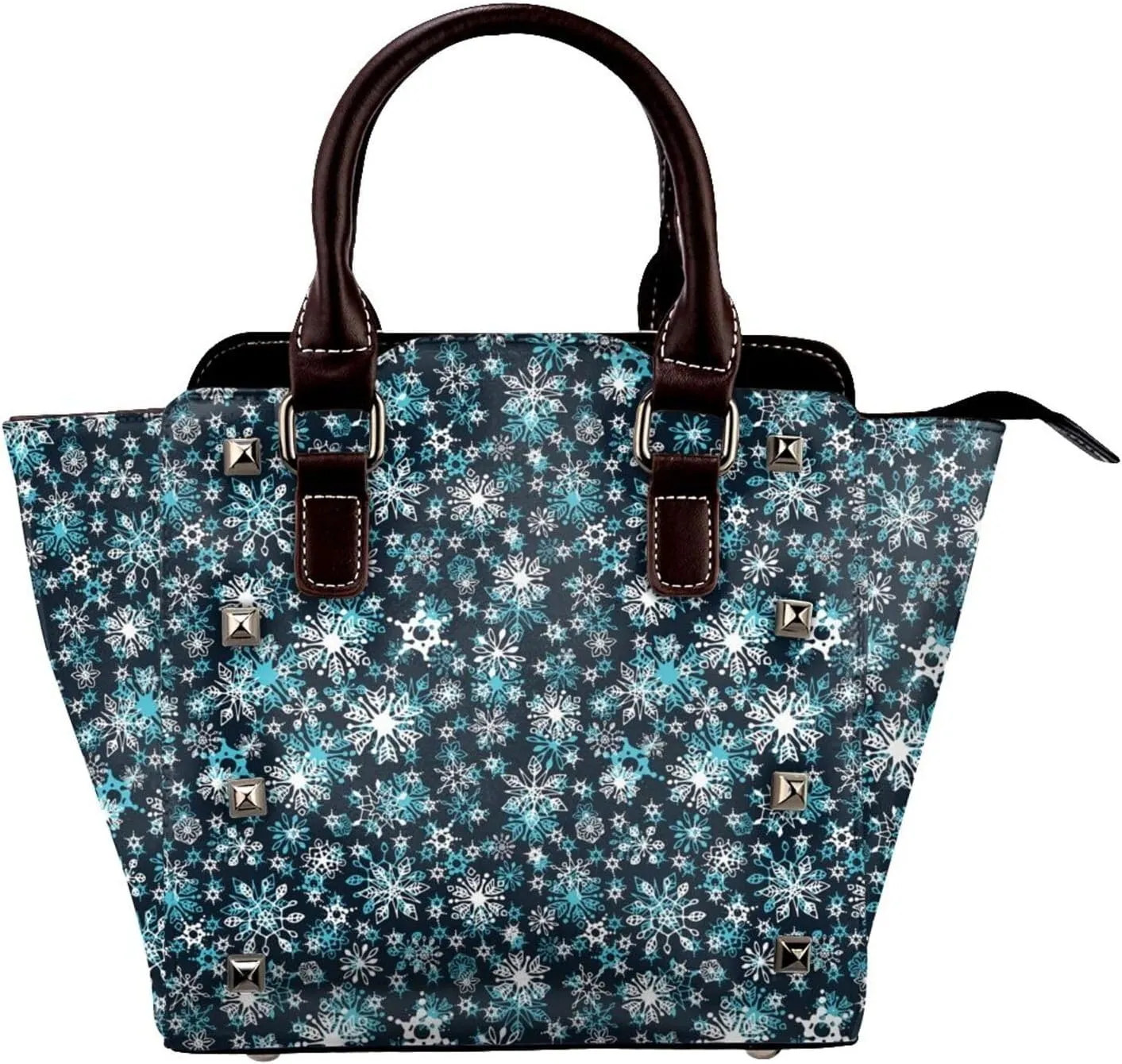 Large Capacity Shoulder Bag for Women PU Leather Shoulder Tote Handbag Studded Clutch Bag