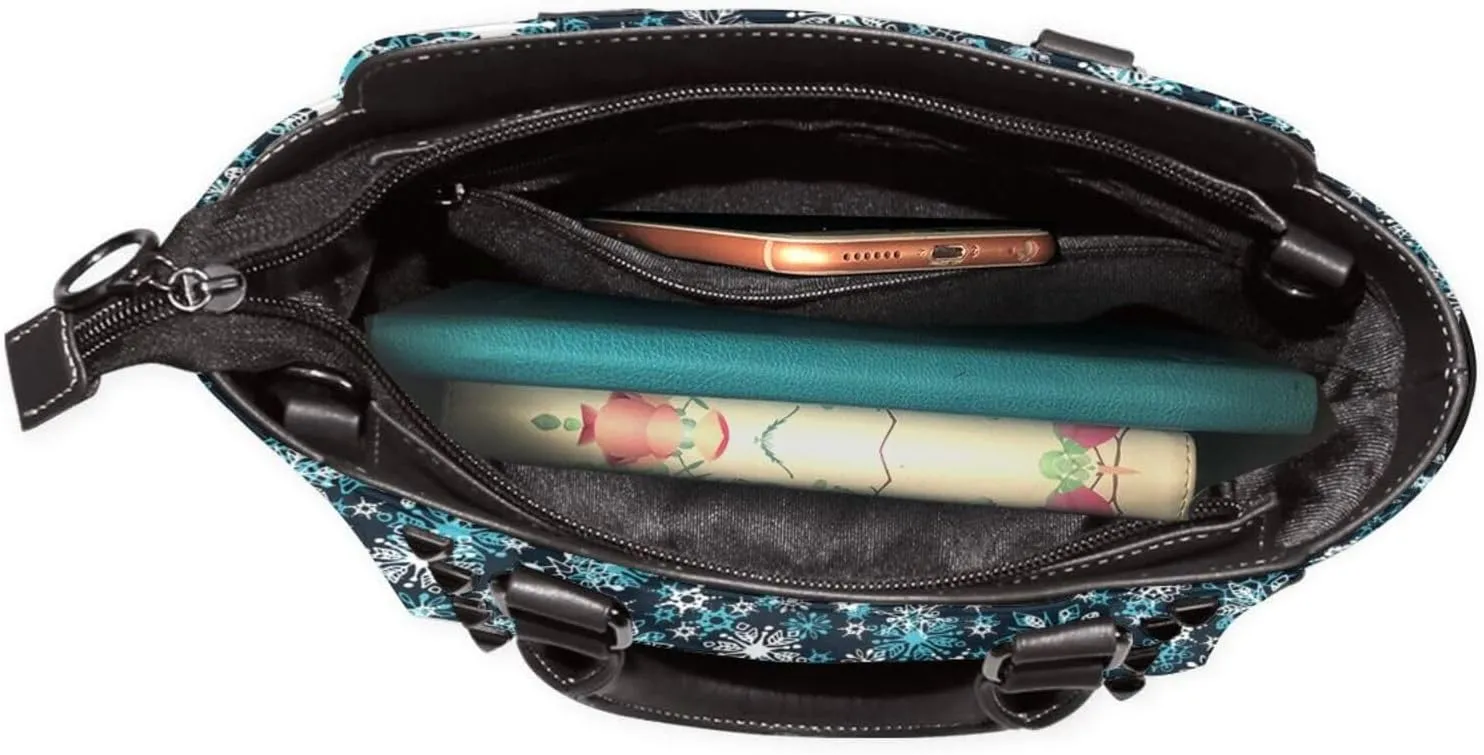 Large Capacity Shoulder Bag for Women PU Leather Shoulder Tote Handbag Studded Clutch Bag