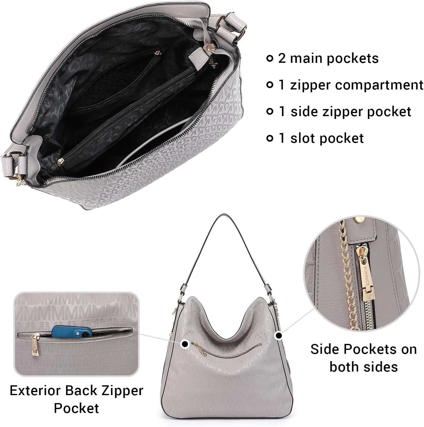Large Hobo Bags for Women Designer Crossbody Shoulder Purses PU Leather Tote Handbags with Wallet