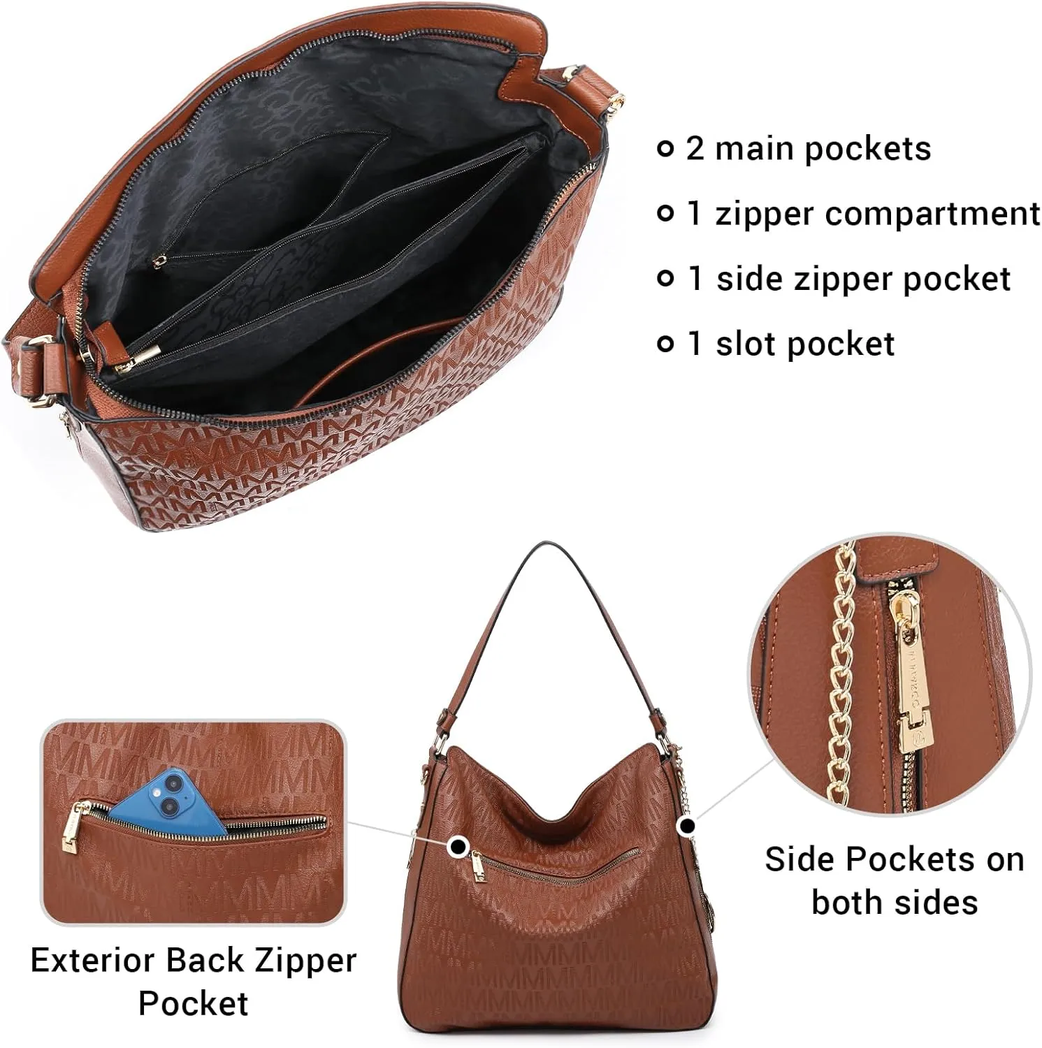 Large Hobo Bags for Women Designer Crossbody Shoulder Purses PU Leather Tote Handbags with Wallet