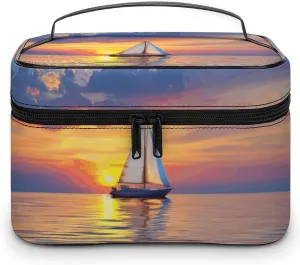 Large Opening Cosmetic Bag for Women Portable On The Calm Sea Printed Toiletries Bag Travel Bag Storage Bag with Handle