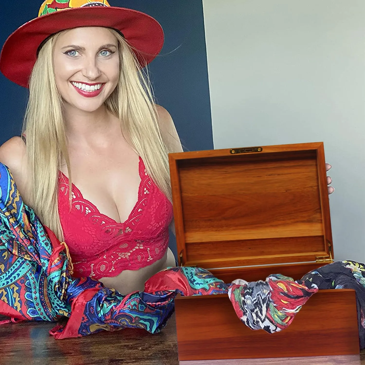 Large Wooden Box Decorative Wooden Storage Box with Combination Lock with Hinged Lid Keepsake Stash Acacia Box Lockable Chest for Keepsakes,Valuables, Accessories, Treasured Items Wood Boxes