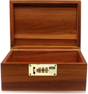 Large Wooden Box Decorative Wooden Storage Box with Combination Lock with Hinged Lid Keepsake Stash Acacia Box Lockable Chest for Keepsakes,Valuables, Accessories, Treasured Items Wood Boxes