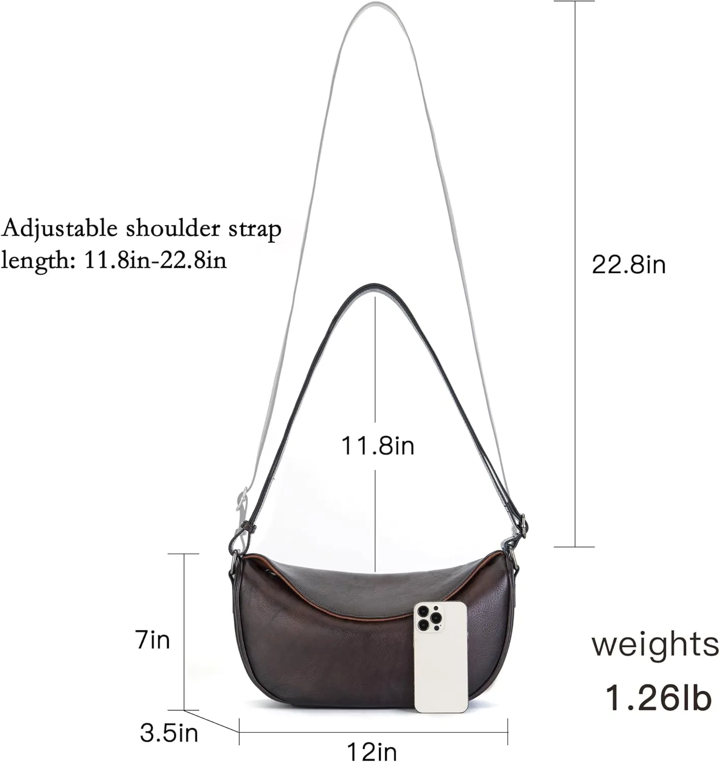 Leather Crossbody Bag Purse for Women Men,Crescent Shoulder Bag Small Cross Body Dumpling Bag Half Moon Adjustable