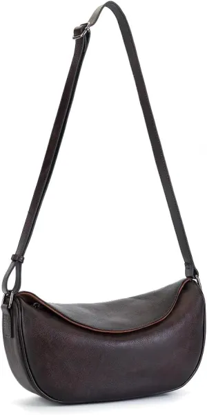 Leather Crossbody Bag Purse for Women Men,Crescent Shoulder Bag Small Cross Body Dumpling Bag Half Moon Adjustable