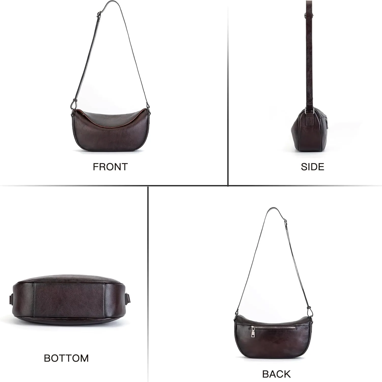 Leather Crossbody Bag Purse for Women Men,Crescent Shoulder Bag Small Cross Body Dumpling Bag Half Moon Adjustable