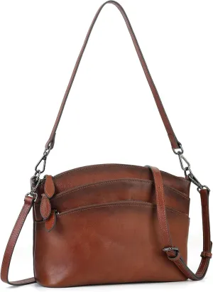Leather Crossbody Bags for Women Genuine Leather Purses Satchel Shoulder Bag for Ladies with Two Strap