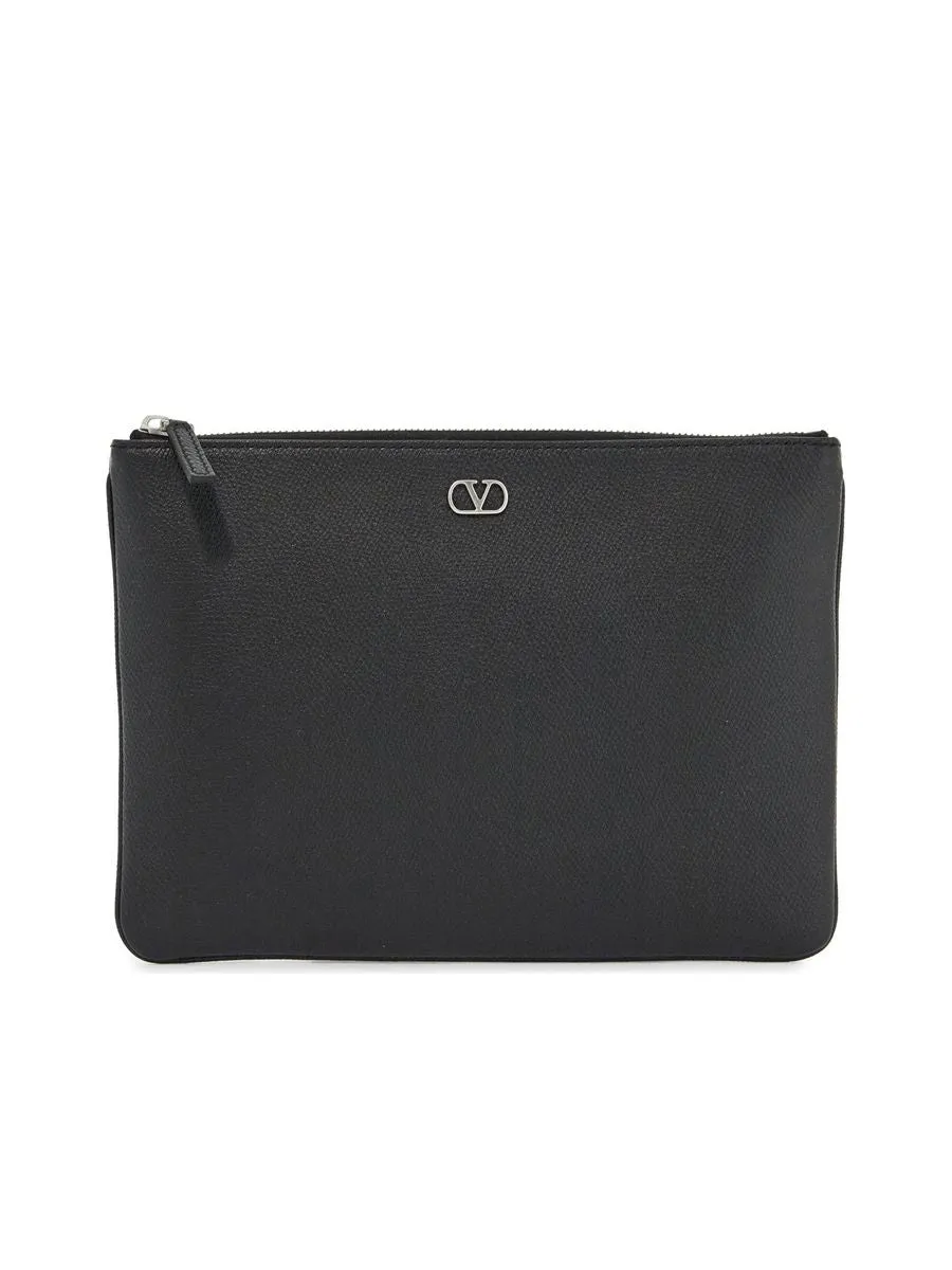 Leather Minimalist Pouch With Zip