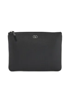 Leather Minimalist Pouch With Zip