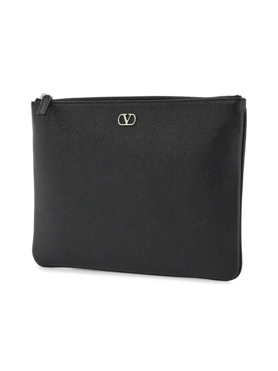 Leather Minimalist Pouch With Zip