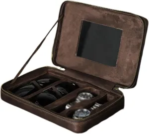 Leather Wristband with Glasses Case, Multifunctional Portable Mechanical Watch, Watch Storage Box