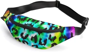 Leopard Tie Dye Large Crossbody Fanny Packfor Women Men Waist Pack for Running with Adjustable Strap for Sports Casual Bag 36 * 15cm