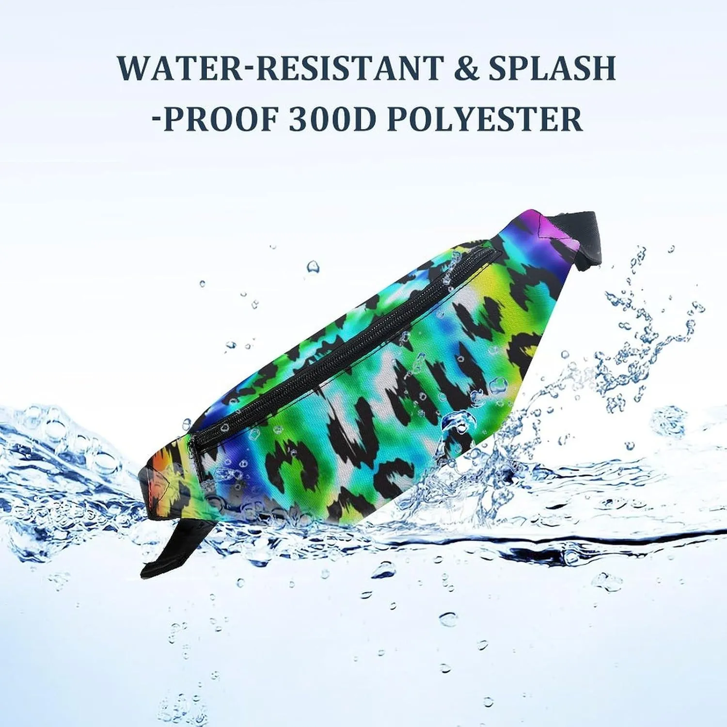 Leopard Tie Dye Large Crossbody Fanny Packfor Women Men Waist Pack for Running with Adjustable Strap for Sports Casual Bag 36 * 15cm