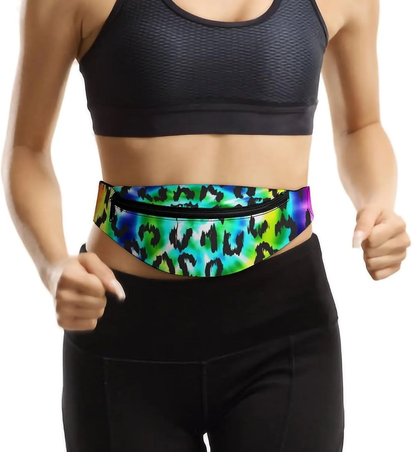 Leopard Tie Dye Large Crossbody Fanny Packfor Women Men Waist Pack for Running with Adjustable Strap for Sports Casual Bag 36 * 15cm