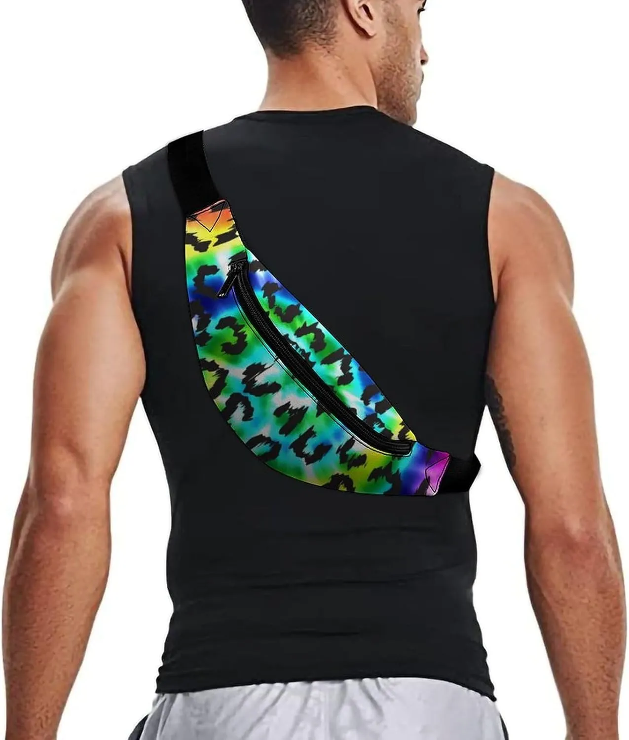 Leopard Tie Dye Large Crossbody Fanny Packfor Women Men Waist Pack for Running with Adjustable Strap for Sports Casual Bag 36 * 15cm