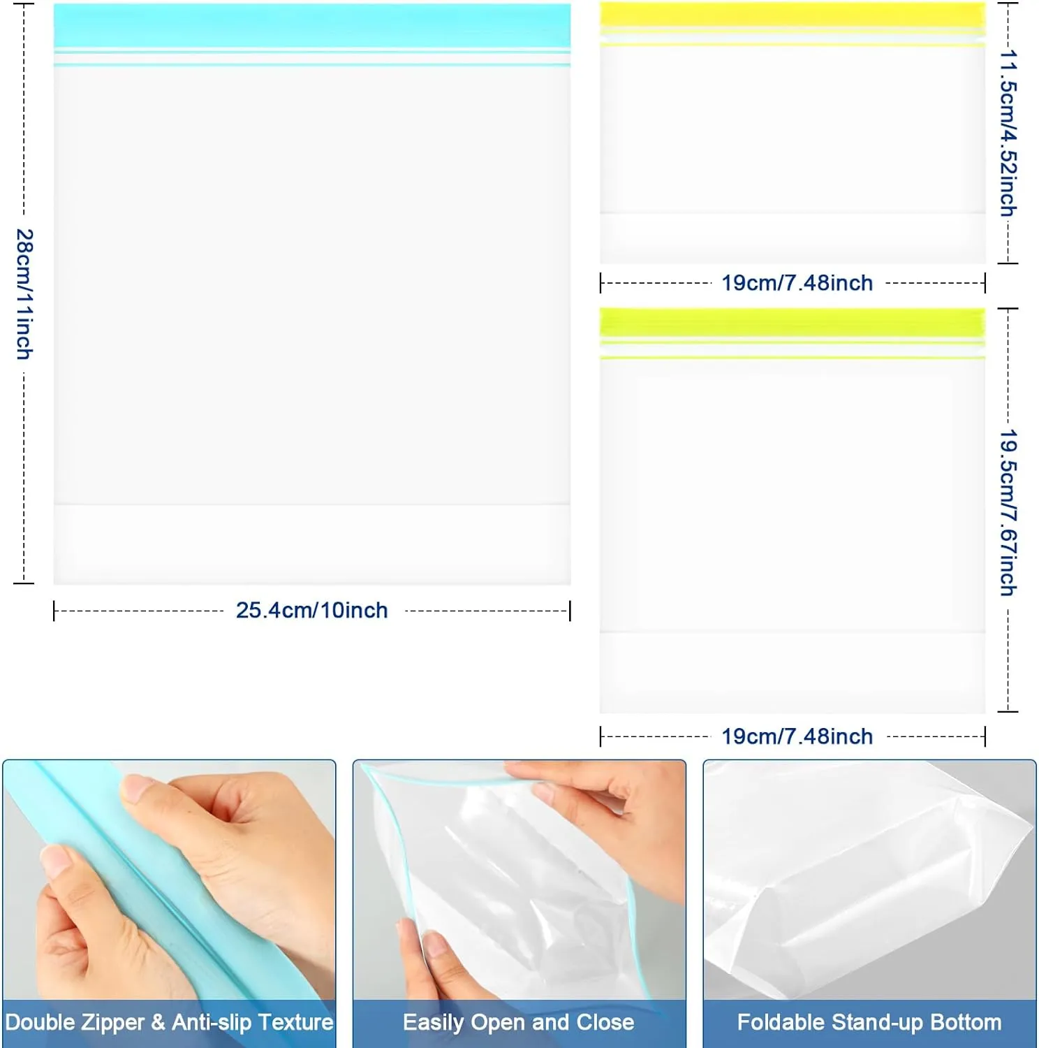 Lerine 20 Pack Reusable Freezer Bags Dishwasher Microwave Safe, Stand Up BPA Free Reusable Sandwich Bags, Silicone Free Leakproof Food Storage Bags for Meal Prep - 8Gallon 7Sandwich 5Snack