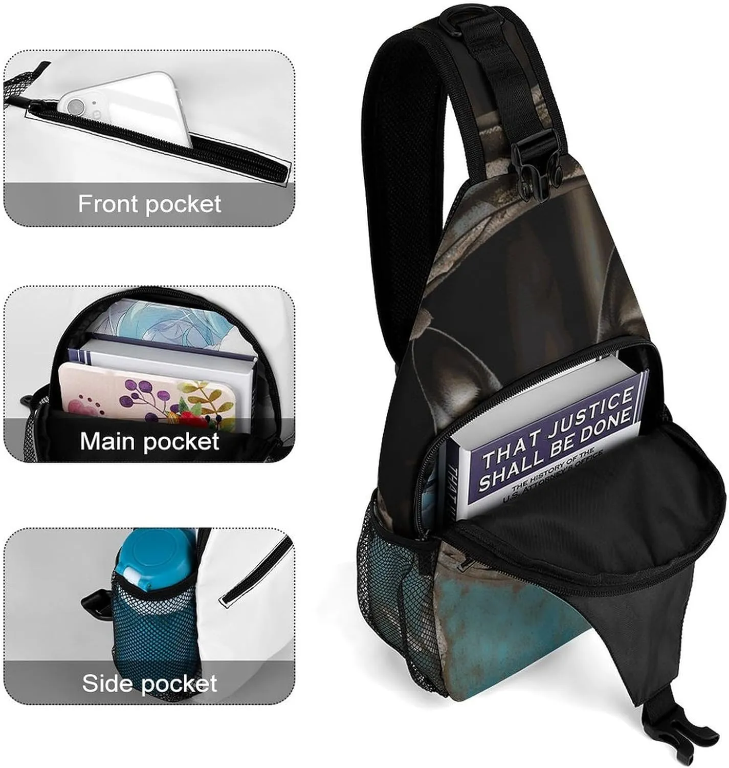 Lightweight Chest Bag Crossbody Bag Boston Terrier Sling Backpack for Women Men Sports Travel