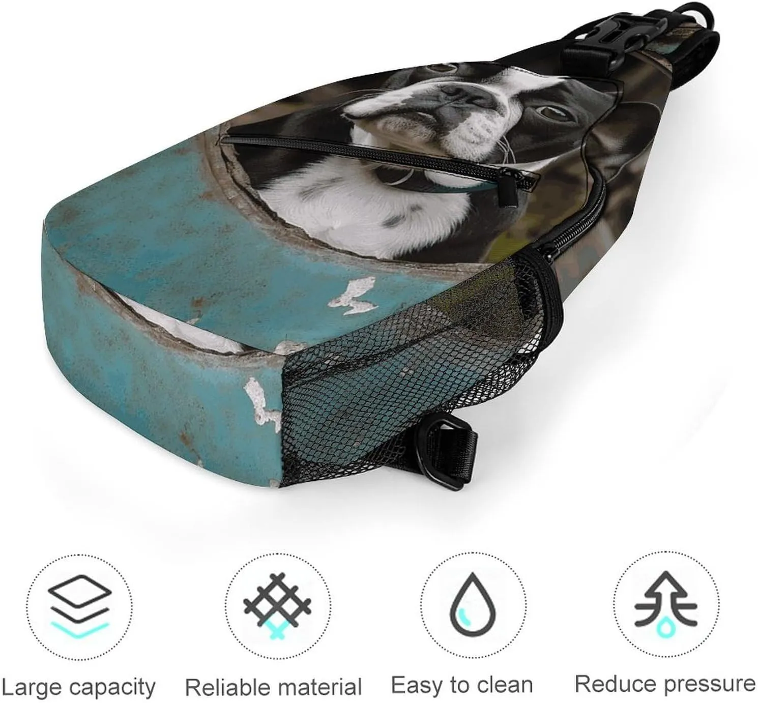 Lightweight Chest Bag Crossbody Bag Boston Terrier Sling Backpack for Women Men Sports Travel