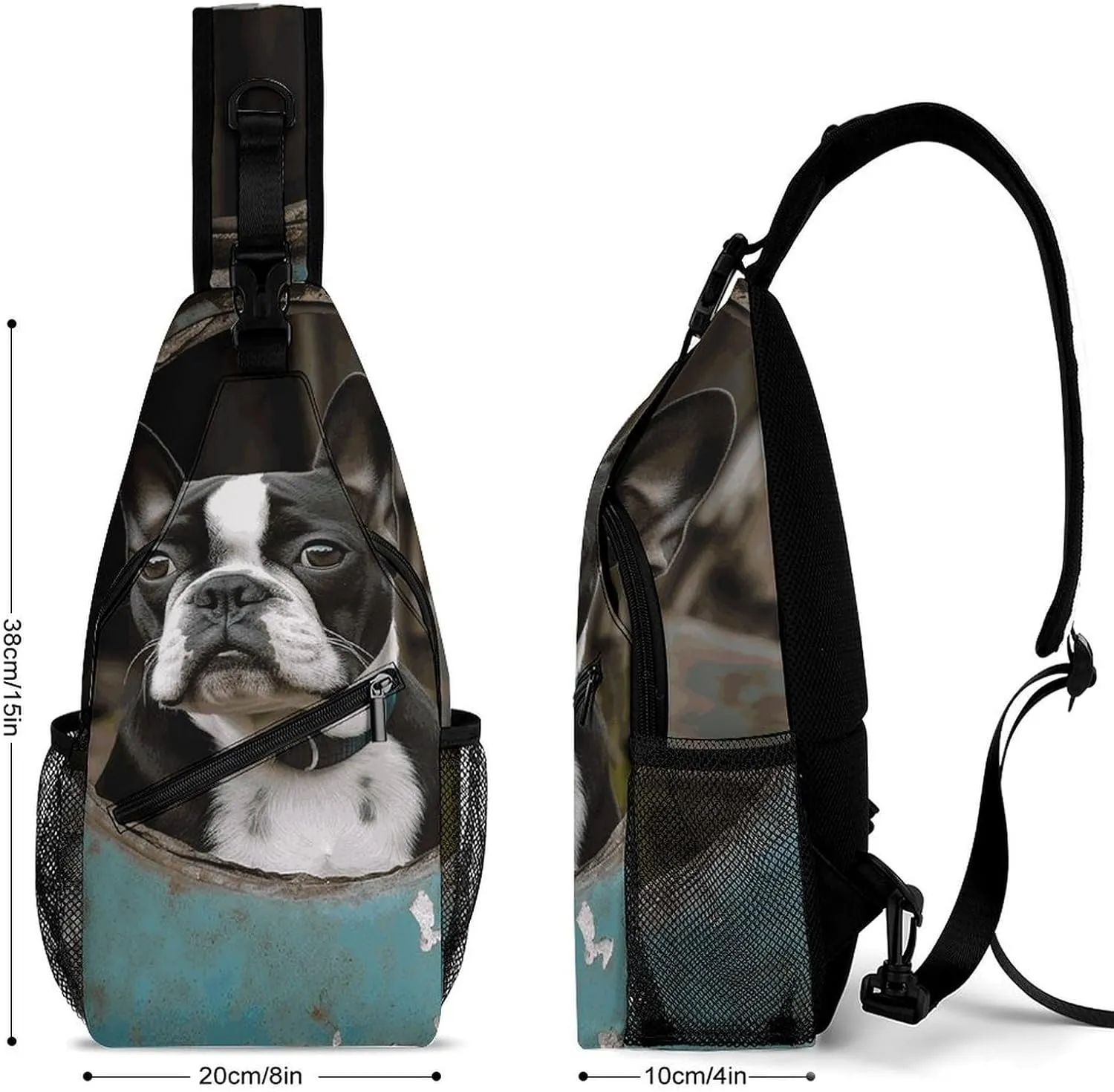Lightweight Chest Bag Crossbody Bag Boston Terrier Sling Backpack for Women Men Sports Travel