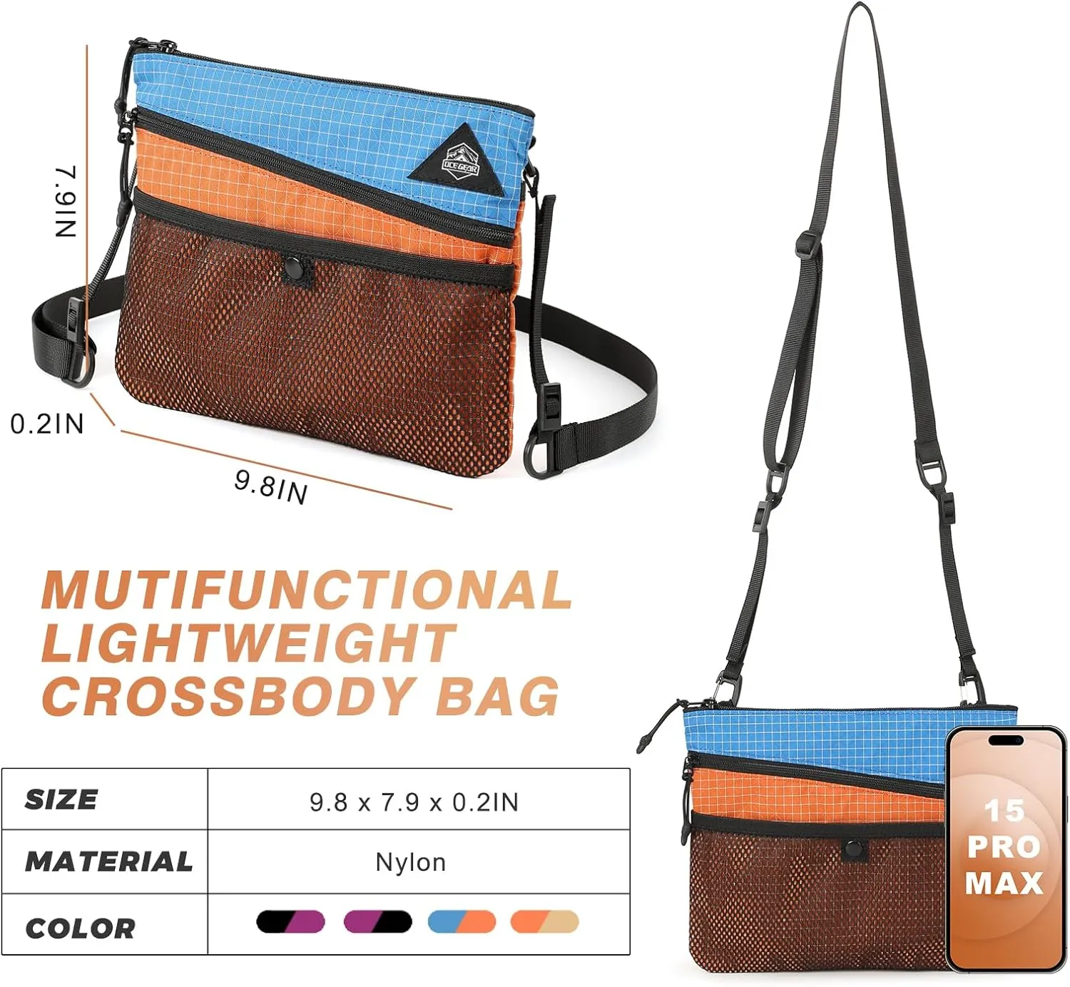 Lightweight Crossbody Bag Waterproof Women Shoulder Bag Men Small Crossbody Purse Suitable for Travel, Commuting