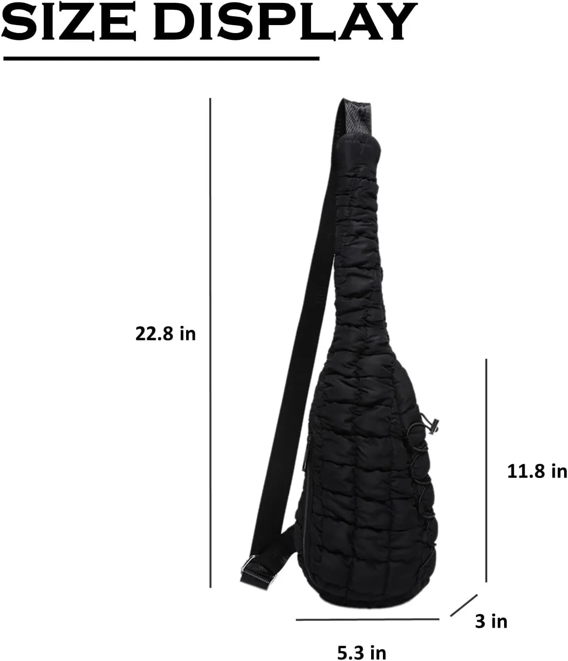 Lightweight Quilted Crossbody Bag for Women, Nylon Sling Bag, Puffy Fanny Pack for Running, Traveling, Hiking, Sports (black)