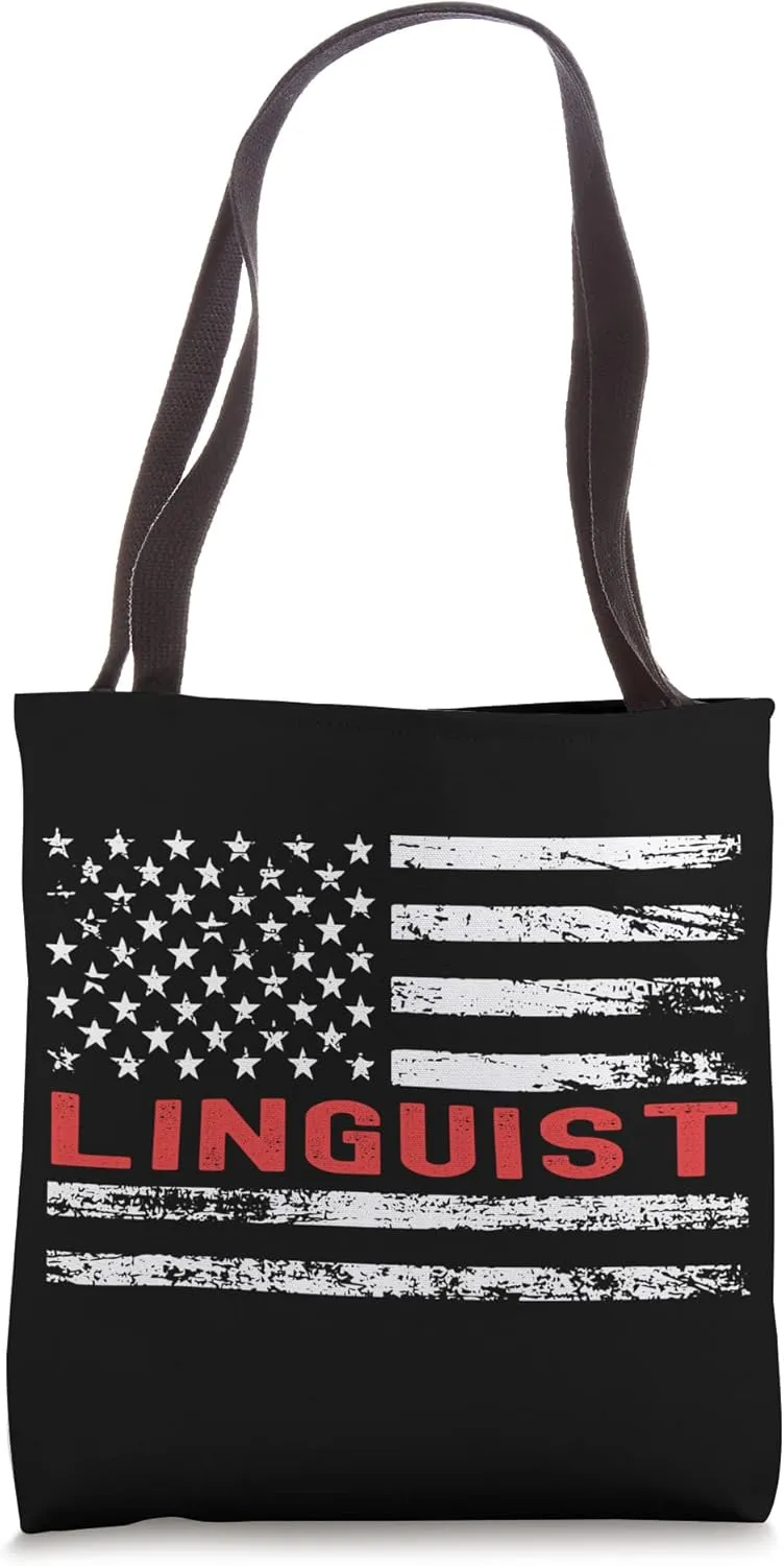 Linguist USA Flag Profession Retro Job Title Tote Bag