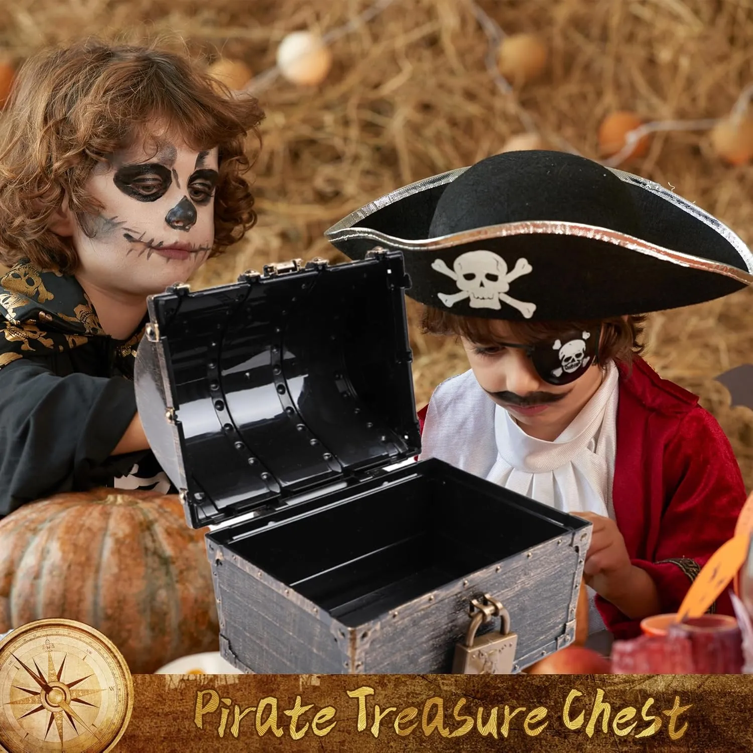 Lingway Toys Kids Pirate Treasure Chest Teacher's Favorite Treasures Collection Storage Box with 2 Sets of Locks and Keys Only(Vintage Bronze Coating,6.3"X4.8"X5.2")