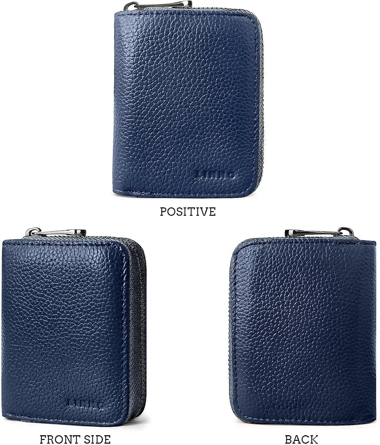 Linno RFID 20 Slots Credit Card Holder Genuine Leather Small Wallet for Women or Men with Zipper