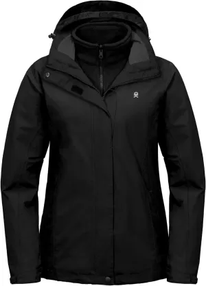Little Donkey Andy Women's 3 in 1 Winter Ski Jacket Warm Fleece Liner Jacket Waterproof Windproof Snow Coat & Detachable Hood