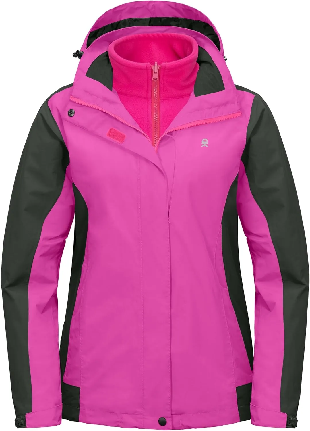 Little Donkey Andy Women's 3 in 1 Winter Ski Jacket Warm Fleece Liner Jacket Waterproof Windproof Snow Coat & Detachable Hood