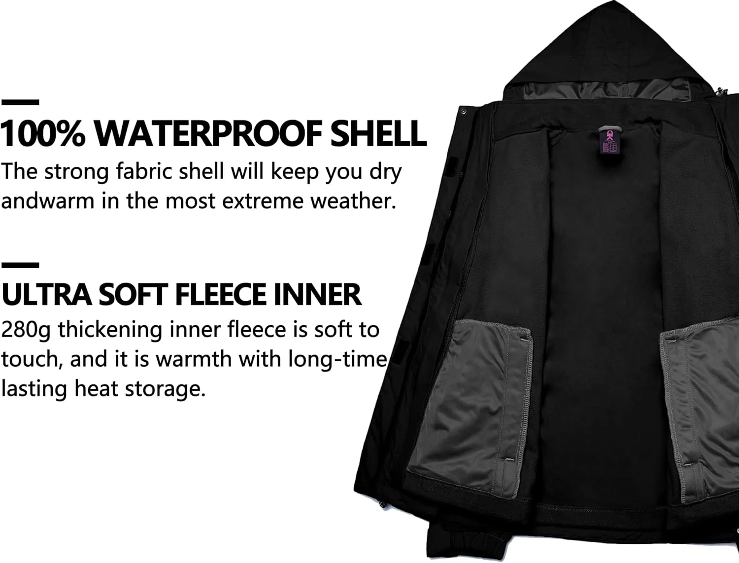 Little Donkey Andy Women's 3 in 1 Winter Ski Jacket Warm Fleece Liner Jacket Waterproof Windproof Snow Coat & Detachable Hood