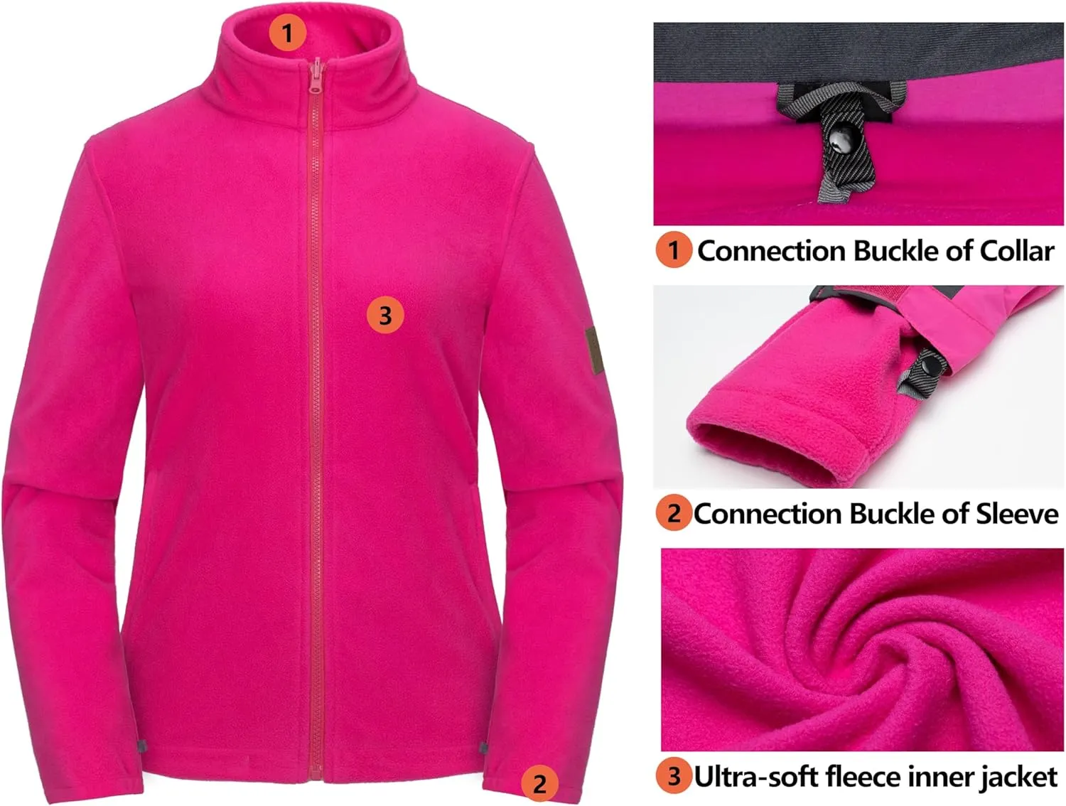 Little Donkey Andy Women's 3 in 1 Winter Ski Jacket Warm Fleece Liner Jacket Waterproof Windproof Snow Coat & Detachable Hood