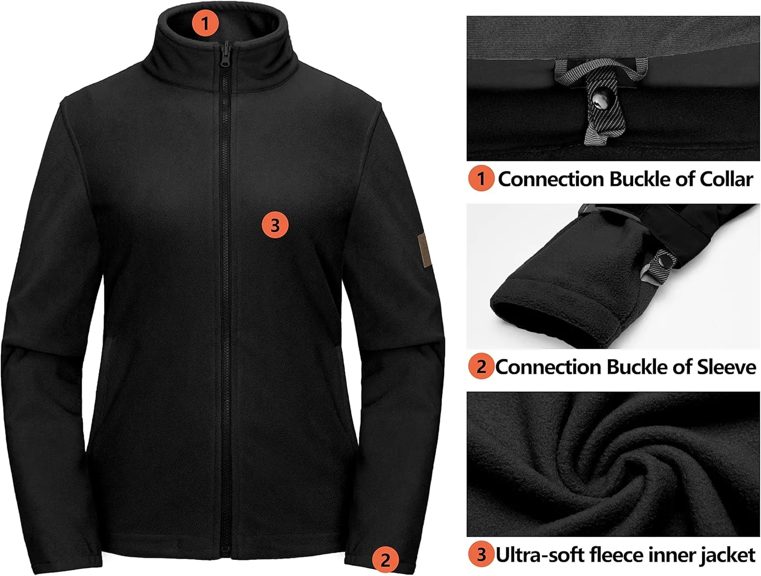 Little Donkey Andy Women's 3 in 1 Winter Ski Jacket Warm Fleece Liner Jacket Waterproof Windproof Snow Coat & Detachable Hood