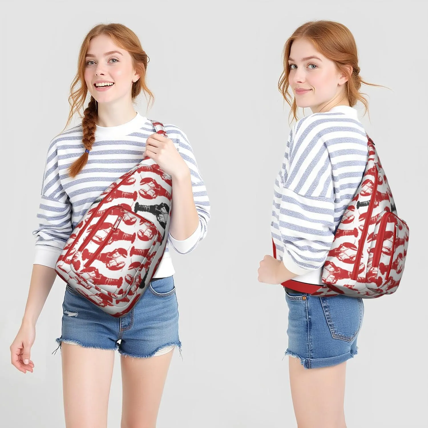 Lobster Lobster Black Lobster Crossbody Bag Daypack for Women Men Lightweight Waterproof Sling Bag Backpack Hiking Cycling