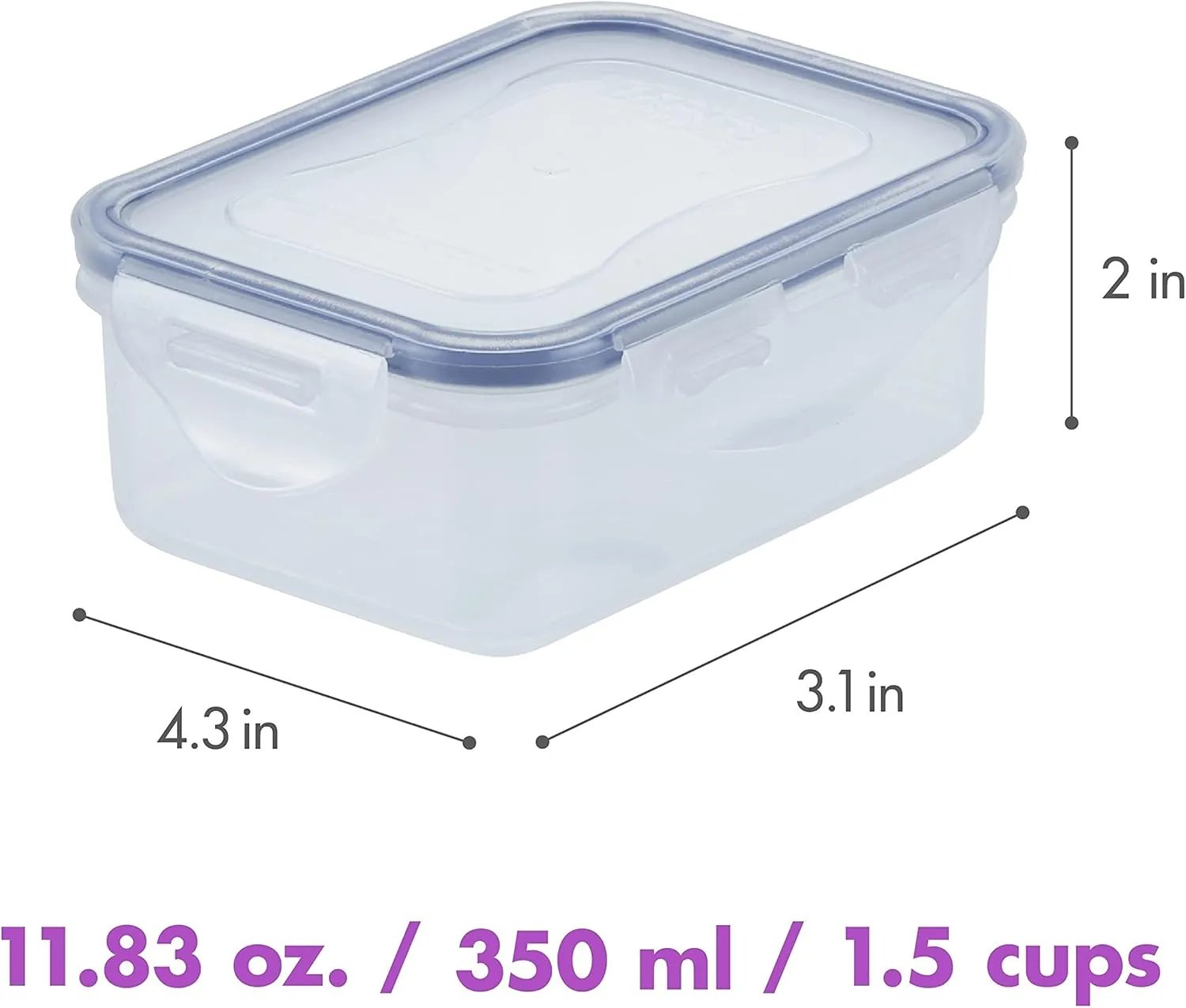 LOCK & LOCK - HPL806S6 Easy Essentials Food Storage Container/Bin Set - 11.8 Oz (Pack of 6), Clear