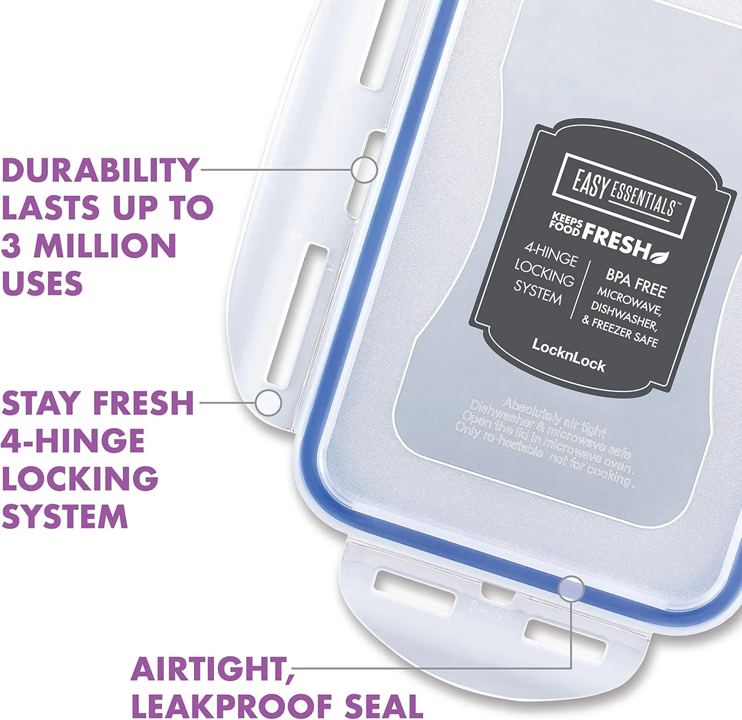 LOCK & LOCK - HPL806S6 Easy Essentials Food Storage Container/Bin Set - 11.8 Oz (Pack of 6), Clear