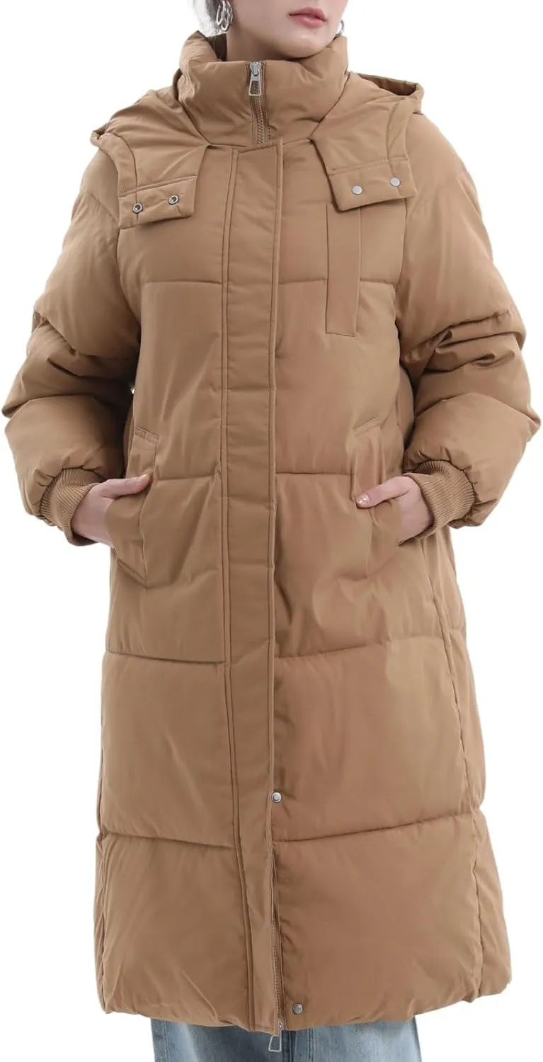 Long Puffer Jacket for Women,2024 Thickened Winter Coat Hooded with Deep Pockets, Ladies Warm Winter Jacket