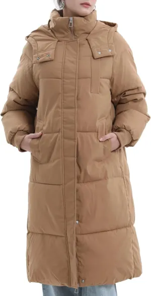 Long Puffer Jacket for Women,2024 Thickened Winter Coat Hooded with Deep Pockets, Ladies Warm Winter Jacket