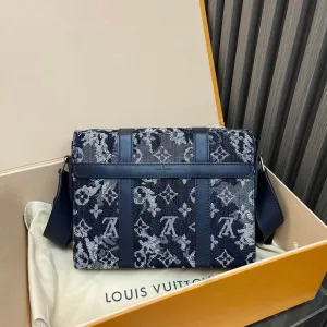 Louis Vuitton Denim Soft Trunk Tapestry Microchip Bag Blue