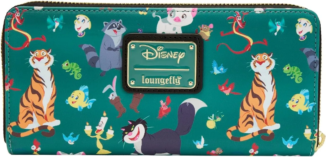Loungefly Disney Wallet Princess Sidekicks Print Zip Faux Leather Clutch