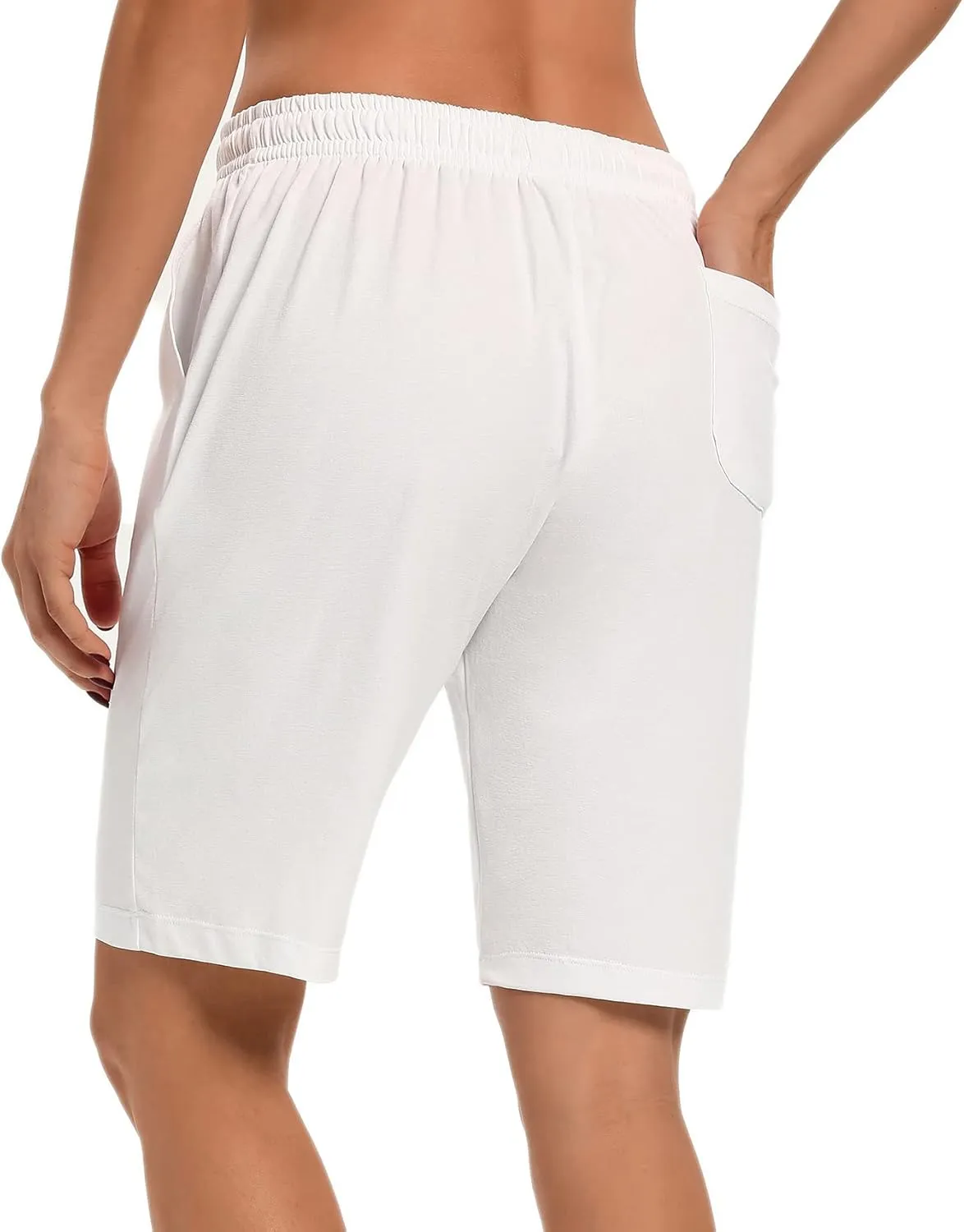 LUCKYCATCUS Women's Bermuda Shorts Jersey Shorts with Pockets Yoga Walking Athletic Long Shorts for Women Knee Length