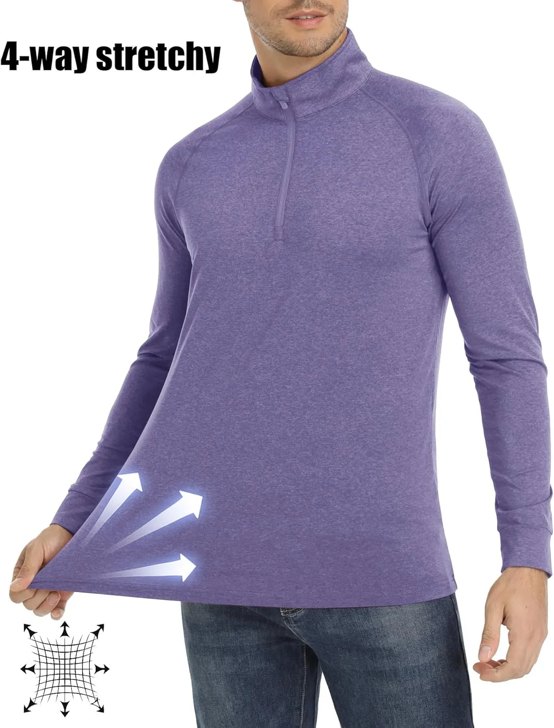 MAGCOMSEN Men's 1/4 Zip Pullover UPF 50  Long Sleeve Sun Protection Sports Shirts Lightweight Athletic Workout Shirt