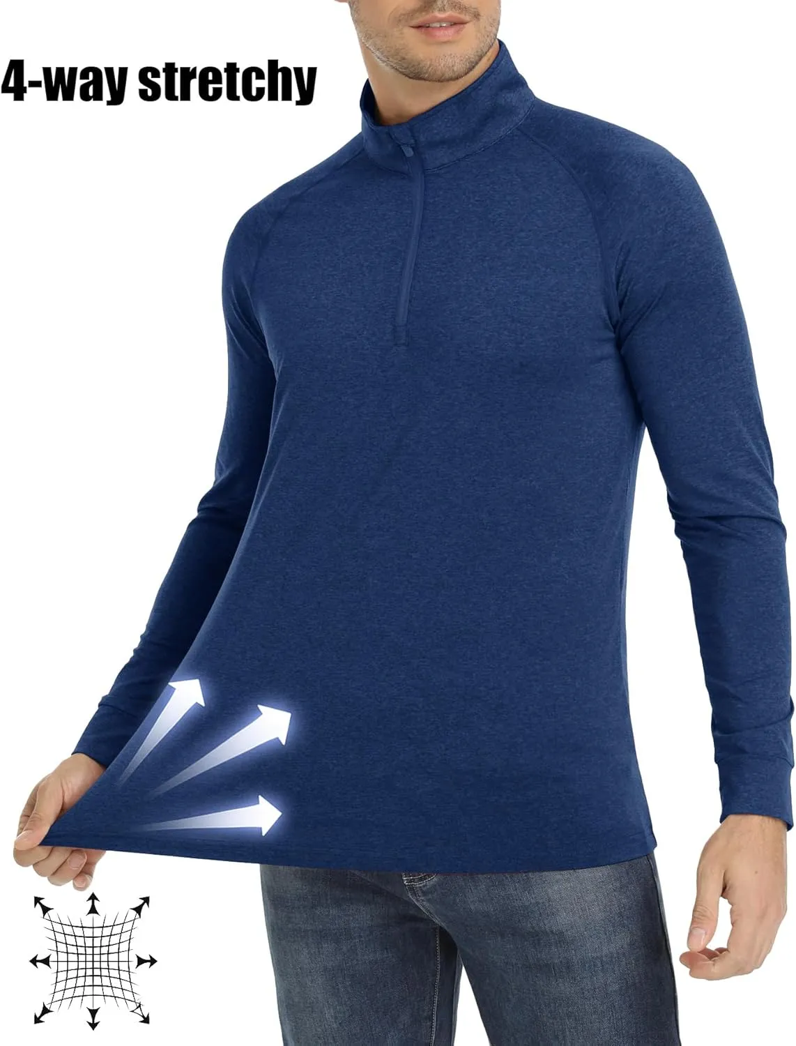 MAGCOMSEN Men's 1/4 Zip Pullover UPF 50  Long Sleeve Sun Protection Sports Shirts Lightweight Athletic Workout Shirt