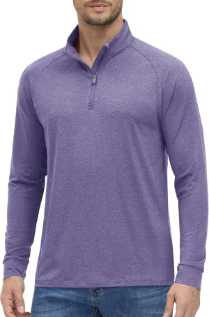 MAGCOMSEN Men's 1/4 Zip Pullover UPF 50  Long Sleeve Sun Protection Sports Shirts Lightweight Athletic Workout Shirt