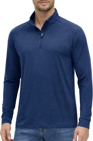 MAGCOMSEN Men's 1/4 Zip Pullover UPF 50  Long Sleeve Sun Protection Sports Shirts Lightweight Athletic Workout Shirt