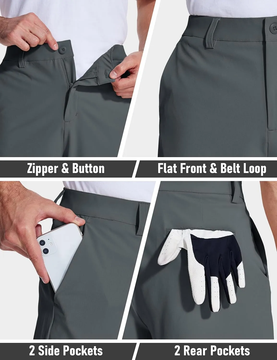 MAGCOMSEN Men's Golf Shorts 9 Inch Inseam Quick Dry Casual Shorts Stretch Hiking Dress Work Shorts with 4 Pockets Flat Front