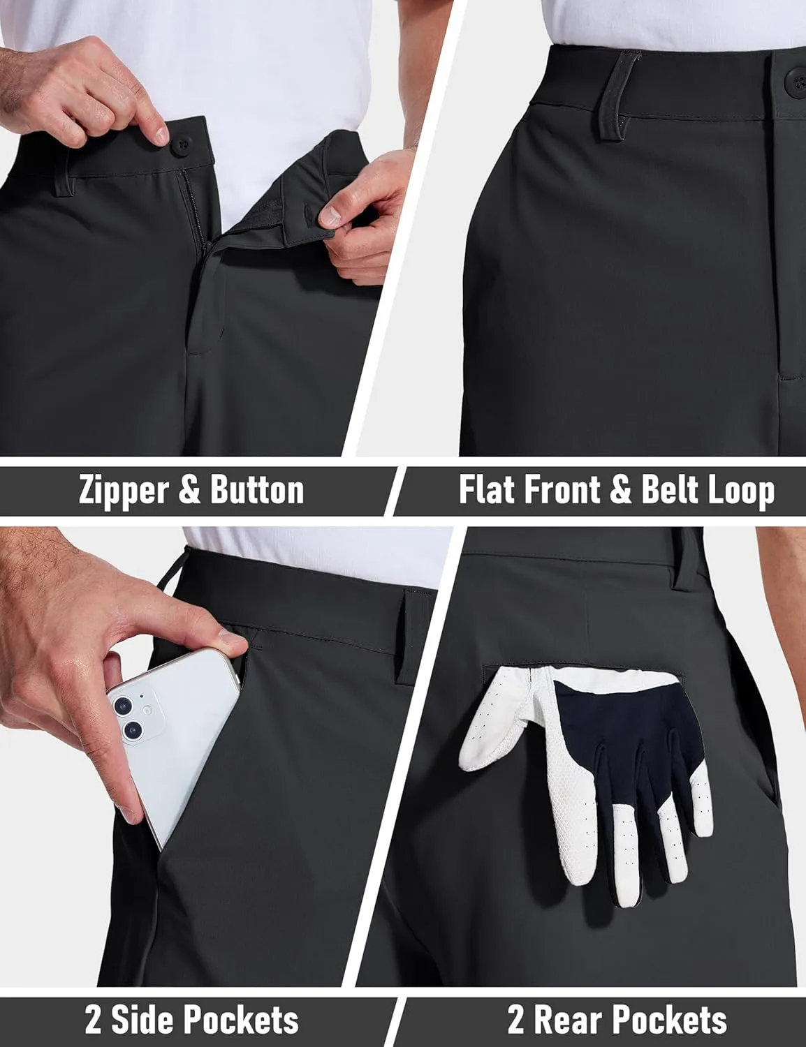 MAGCOMSEN Men's Golf Shorts 9 Inch Inseam Quick Dry Casual Shorts Stretch Hiking Dress Work Shorts with 4 Pockets Flat Front