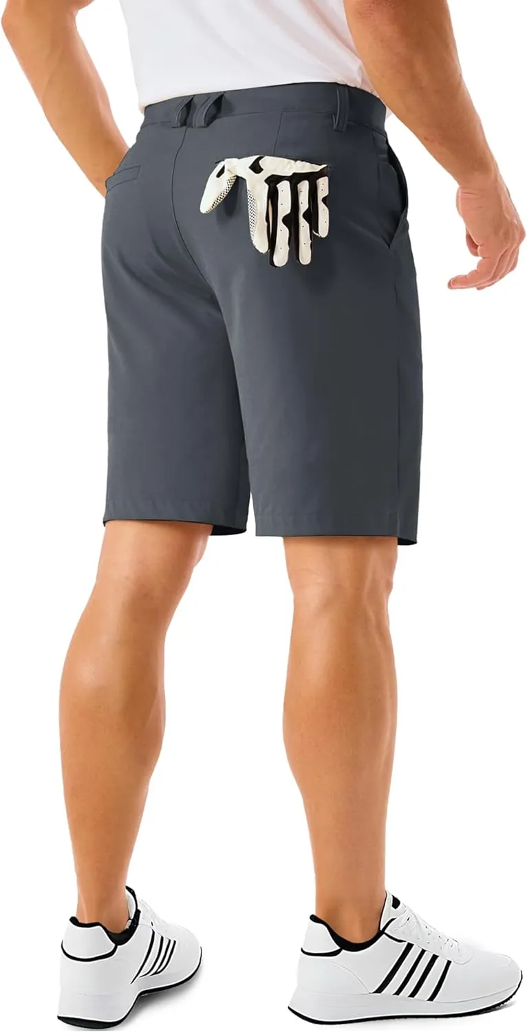 MAGCOMSEN Men's Golf Shorts 9 Inch Inseam Quick Dry Casual Shorts Stretch Hiking Dress Work Shorts with 4 Pockets Flat Front